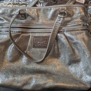 Coach Vintage Mettalic Silver Poppy Glam Tote Rare